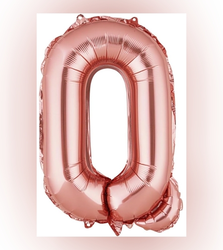 Balon Folie Metalizata Litera Q, Flippy, 40 cm, Umflati cu Heliu sau Aer, Ambalaj Individual, Pai inclus, Rose Gold