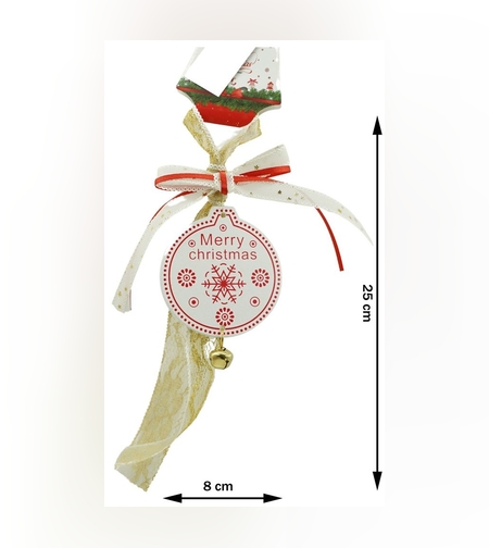 Ornament de brad medalion, Flippy, alb, lemn, 25 cm