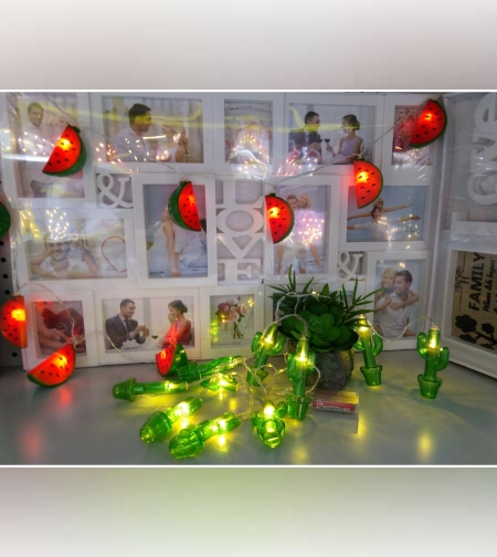 Instalatie de Craciun cu Baterii Fir Transparent Tip Sir 1.5 m 10 LED -uri Cactus Alb Cald