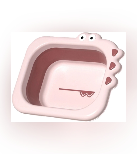 Lavoar Pliabil, Flippy, pentru Copii, din PP/TPE, Portabil, Model Crocodil, 30x24.5x9 cm, Roz