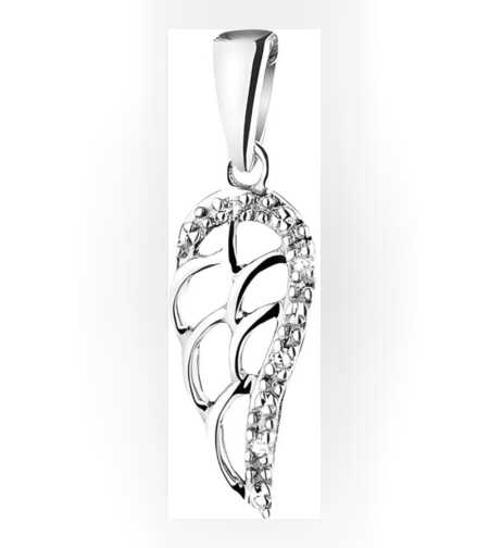 Pandantiv, Jolie Silver, Argint 925, Model Aripa cu Pietre, 1.1 g, 25x10 mm