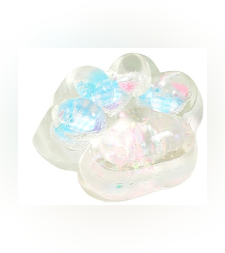 Jucarie Antistres Squishy, Flippy, Labuta de Pisica Pufoasa, cu Revenire Lenta, 7 x 6.5 cm, Model Inima, Multicolor