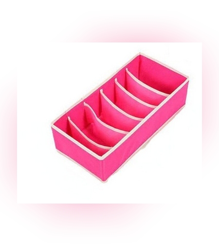 Cutie De Depozitare, Flippy, Pentru Lenjerie, Sosete Si Sutiene, Material Textil, 6 Compartimente, 32 x 16 x 10 cm, Culoare Roz