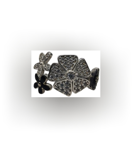 Inel, Jolie Silver, Argint 925 Trifoi cu Email Negru M 52