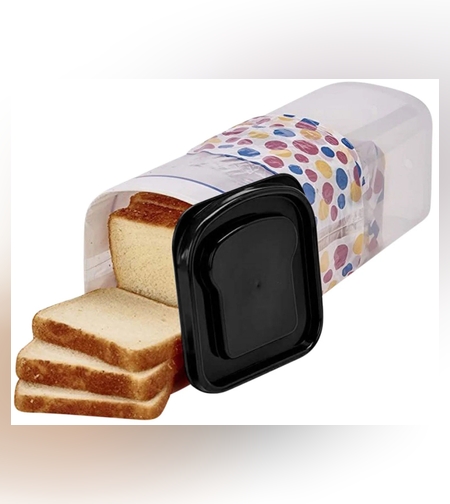 Cutie Depozitare Paine, Flippy, din Plastic, 34 x 13 cm, Pastreaza Prospetimea, Capac Negru