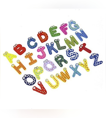 Set 26 Magneti de Frigider pentru Copii, Flippy, Model Alfabet A-Z, Figurine Amuzante, din Lemn, Multicolor