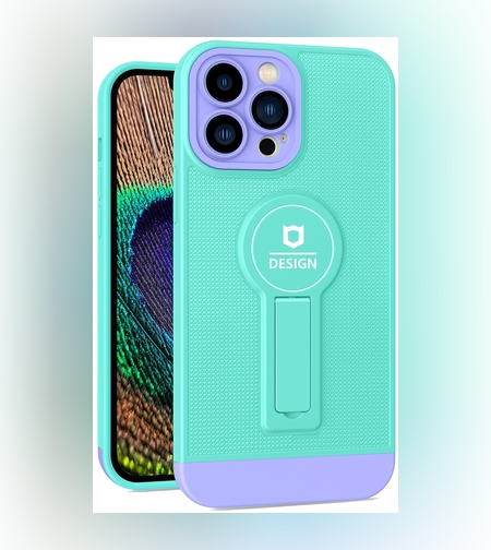 Husa Armor Design cu Stand pentru iPhone 13 Pro, Blue/Mov, Suport Auto Magnetic, Wireless Charge, Protectie Antisoc, Flippy