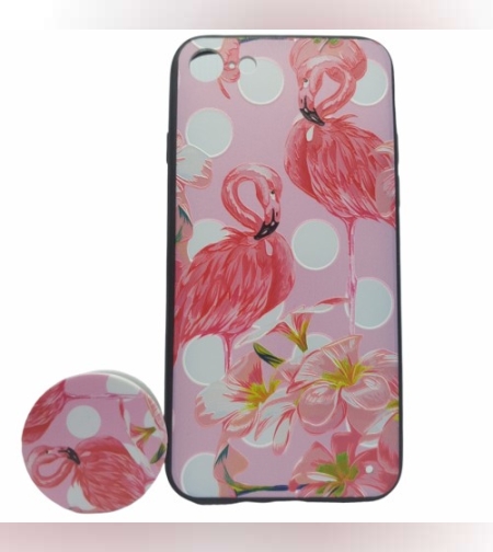 Husa Apple iPhone 7 Plus/8 Plus Multicolor Model Flamingo + Popsocket inclus