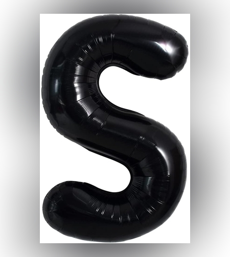Balon Folie Metalizata Litera S, Flippy, 40 cm, Umflati cu Heliu sau Aer, Ambalaj Individual, Pai inclus, Negru