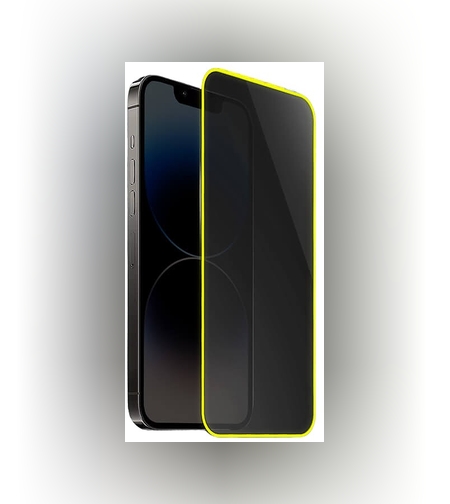 Folie de Sticla Securizata pentru Apple iPhone 15 Pro Max, Flippy, Luminous, Margine Fosforescenta Neon din Silicon, Mat, Anti-Amprenta, Protectie Completa, 9H, Galben