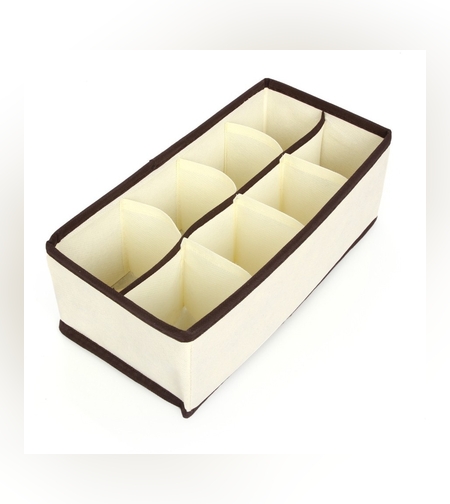 Cutie De Depozitare, Flippy, Pentru Lenjerie, Sosete Si Sutiene, Material Textil, 8 Compartimente, 32 x 16 x 10 cm, Culoare Bej