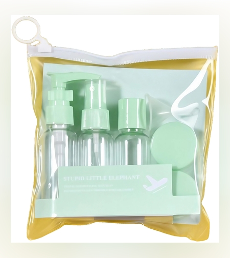 Set Recipiente pentru Cosmetice, Flippy, 5 Piese, cu Gentuta, pentru Calatorii, Reutilizabile, Verde, Material Plastic, 40 ml, 10g