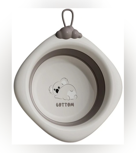 Cada Pliabila pentru Baie pentru Copii, Flippy, Cadita pentru Bebelusi, Model Romb Koala, Gri, 30x30x3.5 cm, 4L