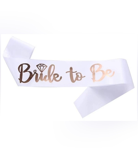 Set 10 Panglici Bride to Be si Team Bride, Flippy, din Panza, Alb/Roz