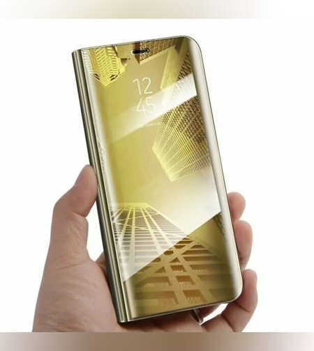 Husa Tip Carte, Flippy, Compatibila cu Huawei Mate 10 Lite, Flip Cover Oglinda, Auriu