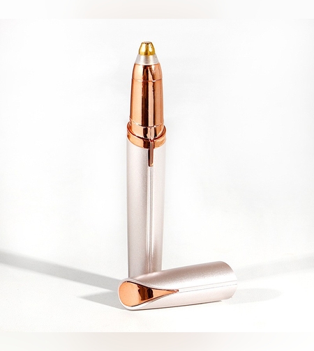 Trimmer Facial, Flippy, pentru Sprancene, Incarcare USB, 1.5 x 13 cm, din ABS, Sampanie