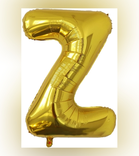 Balon Folie Metalizata Litera Z, Flippy, 80 cm, Umflati cu Heliu sau Aer, Ambalaj Individual, Pai inclus, Auriu