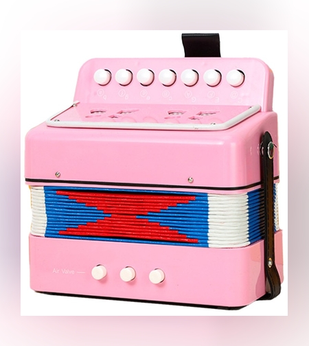 Acordeon Pentru Copii, Flippy, Acordeon Jucarie pentru Educatie Timpurie, 7 butoane 2 bass, Acordeon Instrument Muzical pentru Copii, 18 x 17 x 10 cm, Roz