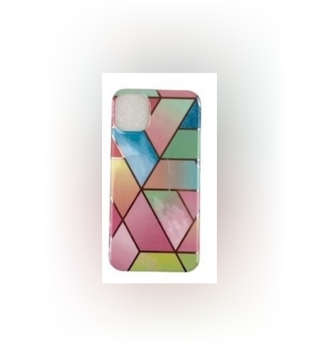 Husa protectie Flippy compatibila cu Apple iPhone 12 Mini Soft IMD TPU Marble Geometric Roz