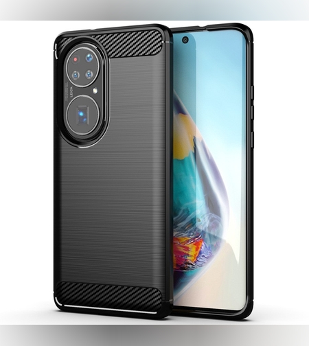 Husa de Protectie pentru Huawei P50 Pro, Flippy, Protectie 360, din TPU cu element de Carbon, Anti Alunecare, 1.8 mm, Negru