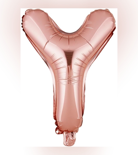 Balon Folie Metalizata Litera Y, Flippy, 40 cm, Umflati cu Heliu sau Aer, Ambalaj Individual, Pai inclus, Rose Gold