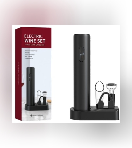 Set Tirbuson Electric din 5 piese, Flippy, Deschizator Electric, cu Baterii, Multifunctional, 23x14cm, Negru