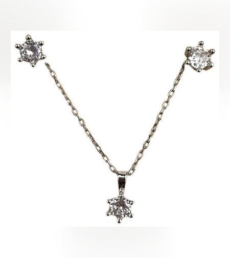 Set Argint 925 Floare Mica (cercei, lantisor, pandantiv)