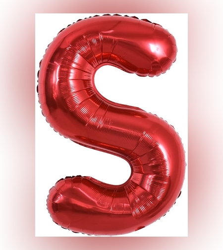 Balon Folie Metalizata Litera S, Flippy, 40 cm, Umflati cu Heliu sau Aer, Ambalaj Individual, Pai inclus, Rosu