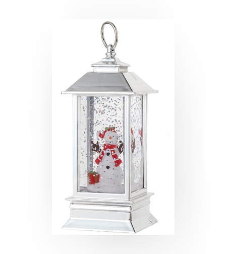 Decoratiune Luminoasa, Flippy, Felinar de Craciun, cu Lumina LED, Ornament Model Om de Zapada, 5.3x5.3x13 cm, Alb