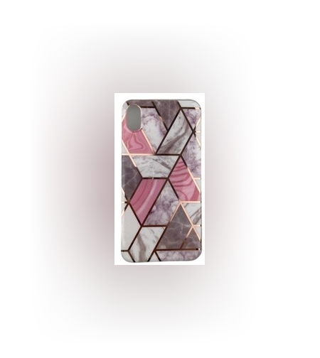 Husa protectie pentru Apple iPhone XR Soft IMD TPU Marble Geometric Alb