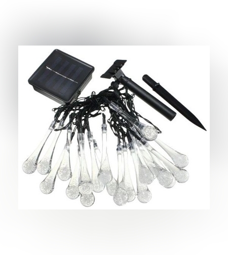 Instalatie Craciun, Tip Picaturi, 20 Led-uri, 5 metri, Multicolor, Energie solara, Senzor de lumina, Flippy