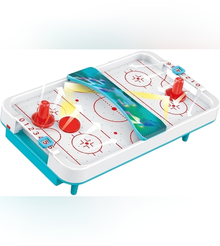 Masa Ice Hockey, Flippy, cu Tabela de Scor, 2 Pucuri, din ABS, pentru Adulti/Copii +5 Ani, 28 x 8 x 16 cm, Alb/Albastru