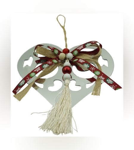 Ornament brad, Flippy, Inima, Argintiu, Lucios, 14*26CM, Acril, Interior/ Exterior