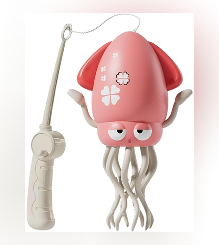 Caracatita Dansatoare, Flippy, +3 Ani, 3 Moduri, din ABS, Incarcare USB, cu Undita Inclusa, 12.6 x 7.6 x 20.7 cm, Roz