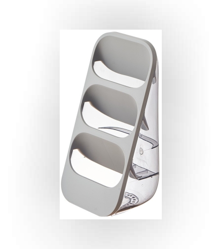 Suport - Organizator pentru Tacamuri, Flippy, 3 Compartimente, Suport pentru Cosmetica, Ustensile, Material PP Durabil, 33 x 16 x 15 cm Gri