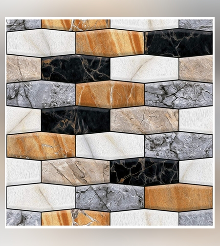 Set 10 x Placi Tapet Autocolant 3D cu Imitatie de Marmura Asimetrica,  pentru Perete Bucatarie Sufragerie, Usor de Curatat, Rezistent la Apa, Autoadeziv, 30x30 cm, Maro Gri Negru