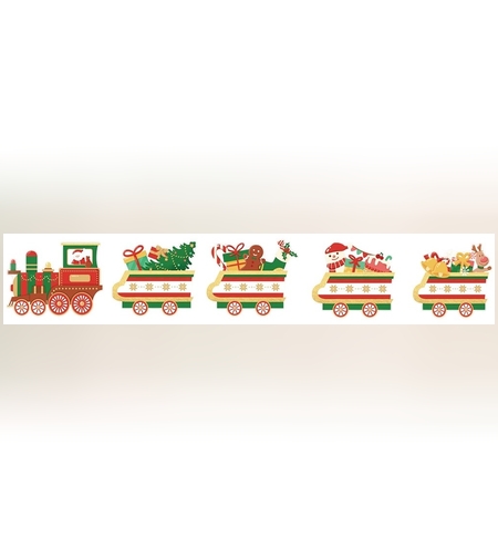 Decoratiune de Craciun, Flippy, pentru Gradina, Tip Trenulet, 5 Figurine + Bete de Infipt in Pamant, din Plastic, Impermeabil, Model Tren cu Cadouri, Multicolor