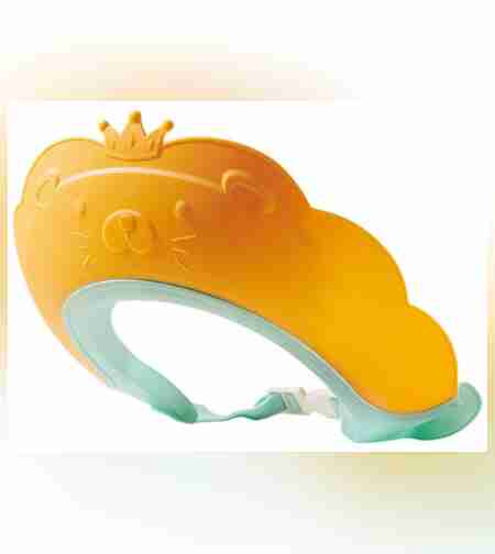 Viziera de Protectie Baie Pentru Copii, Fippy, Model Coronita Leu, Dimensiune ajustabila, Durabil, Usor de curatat, Impotriva Samponului, pentru Ochi si Urechi, TPE+PP, 21x20.5 cm, Portocaliu
