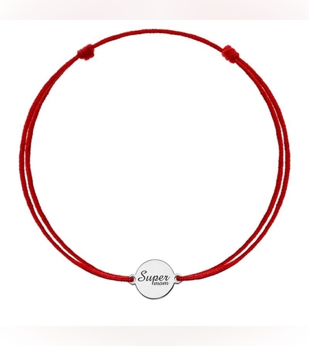 Bratara Snur Reglabil, Argint 925, Banut SuperMom, Jolie Silver, 0.8 g, 1.5 cm x 1.3 cm