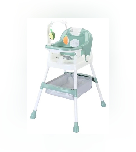Scaun de Masa pentru Copii, Flippy, Multifunctional, Pliabil, cu Roti, Cos de Depozitare, din Plastic, Centura de Siguranta, Suport de Agatat Jucarii, 110 x 60 x 70 cm, Verde