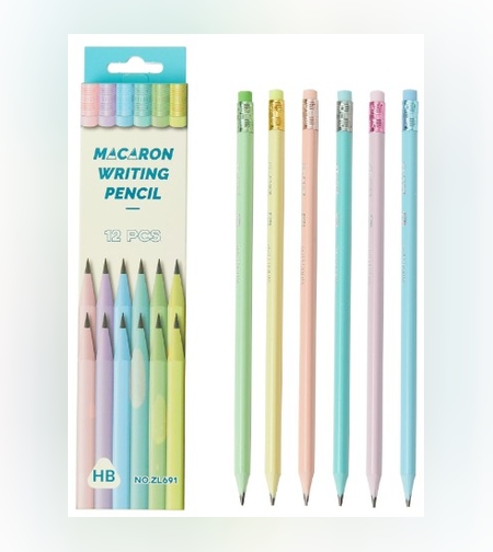 Set 12 Creioane Negre, Flippy, pentru Elevi Scoala, cu Radiera, Model Set Multicolor Pal