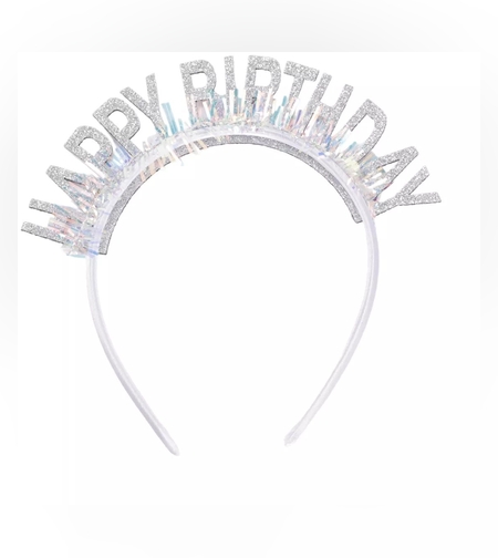 Coronita Decorativa pentru Petreceri, Flippy, Tema Aniversare, Model Happy Birthday, Marime Universala, Argintiu