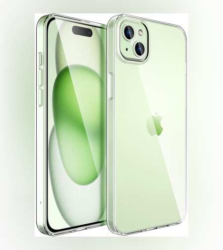 Husa de Protectie din Silicon, pentru Apple iPhone 15 Plus, PC, Antisoc, Rezistenta la Impact, Transparenta