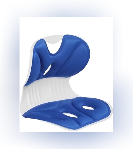 Suport pentru Scaun, Flippy, pentru Corectarea Posturii, Portabil, Ergonomic, Ameliorare Durere, Respirabil, 36x34x33 cm, Marime L, Albastru