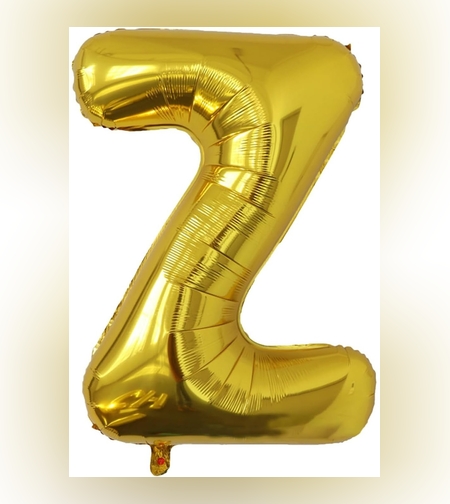 Balon Folie Metalizata Litera Z, Flippy, 40 cm, Umflati cu Heliu sau Aer, Ambalaj Individual, Pai inclus, Auriu