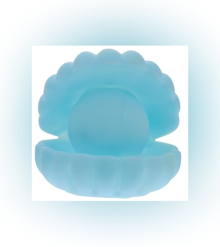 Lampa de Veghe, Flippy, Model Scoica cu Perla, Lumina Calda, 10 x 8.5 cm, Led, Baterii Incluse 3 x LR44, Albastru