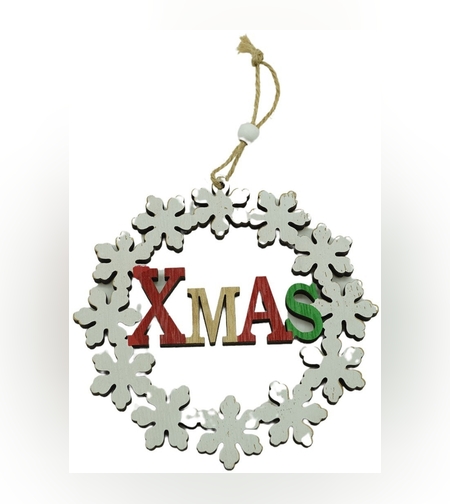 Ornament de brad Xmas, Flippy, multicolor, lemn, 12 cm