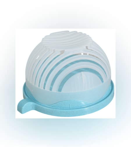 Bol Feliator pentru Salata, Flippy, Castron Multifunctional pentru Legume si Fructe, pentru Spalat si Taiat Legumele, cu Scurgere si Tocator, Ergonomic, Protectie pentru Maini, 21x18.5x11.5 cm, Albastru