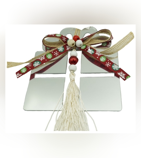 Ornament brad, Flippy, Cadou, Argintiu, Lucios, 14*26CM, Acril, Interior/ Exterior