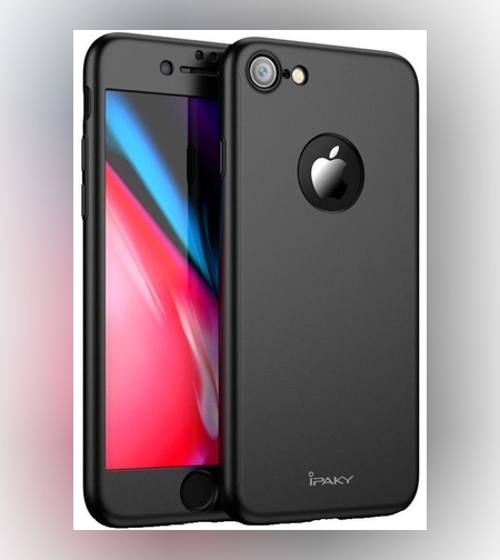 Husa Apple iPhone 7 Plus IPAKY Full Cover 360 Negru + Folie Cadou